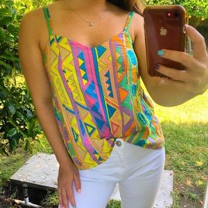 Vintage Geo Print Yellow Tank